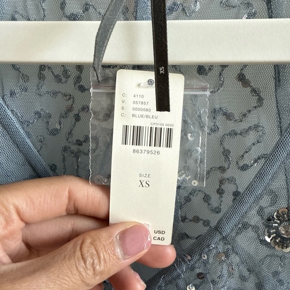 Anthropologie Sheer Blue Sequined Blouse - Picture 4 of 8